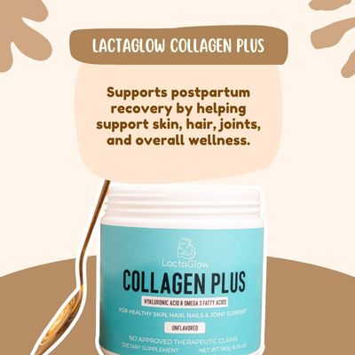 LactaGlow Collagen for Breastfeeding Moms – Postpartum Recovery &amp; Beauty Support (Unflavored}