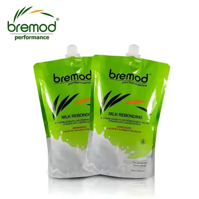 Bremod Milk Rebonding Set (A + B) – Professional Hair Straightening &amp; Nourishing Treatment – 1250ml + 1250ml