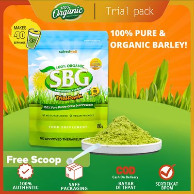 Salveo Barley Grass Powder in Trial Pack, 80grams, 100% Pure and Organic
