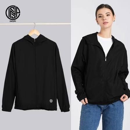 INSPI Originals Windbreaker Bomber Jacket for Men &amp; Women w/ Zipper &amp; Pockets Quick-Dry Hoodies Plain Motorcycle Coat 8