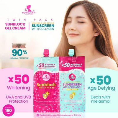 Perfect Skin TWINPACK Sunblock Gel Cream + Melasma Age Defying Sunscreen with Collagen