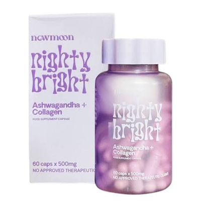New Moon Nighty Bright Ashwagandha + Collagen 60 Caps x 500mg For Skin Brightening &amp; Stress Relief