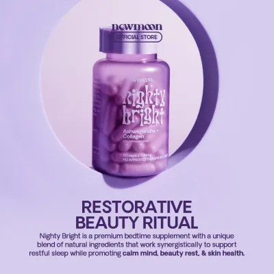 New Moon Nighty Bright Ashwagandha + Collagen 60 Caps x 500mg For Skin Brightening &amp; Stress Relief