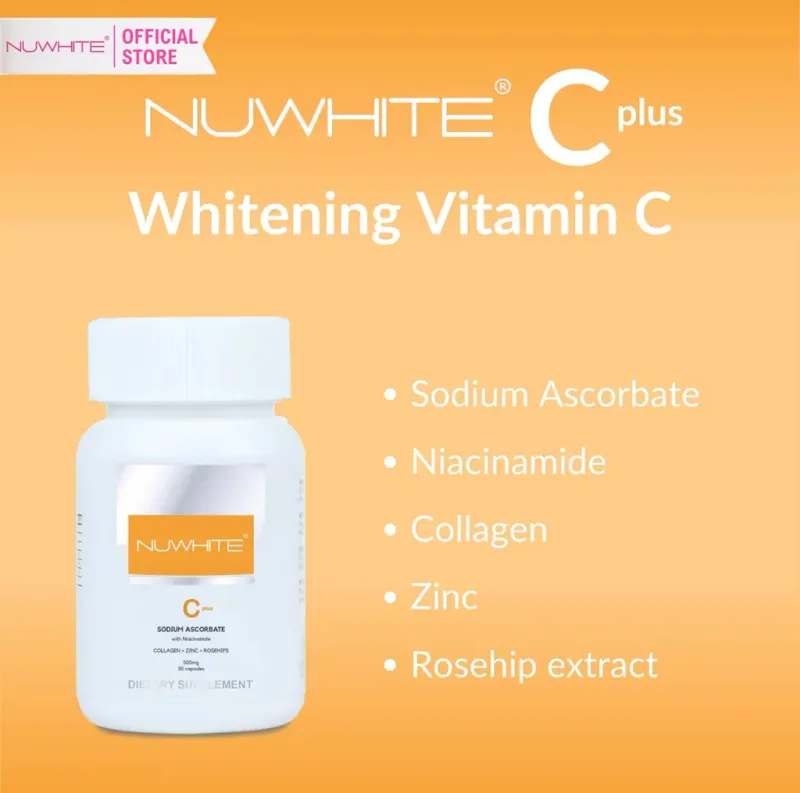 Nuwhite Whitening Vitamin C Plus with Niacinamide - 30 capsules Immune System Booster With Zinc