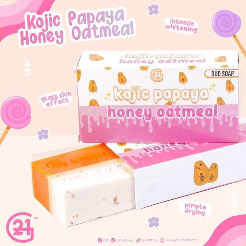 G21 Mini Duo Soap Kojic Papaya + Honey Oatmeal - Small 60g