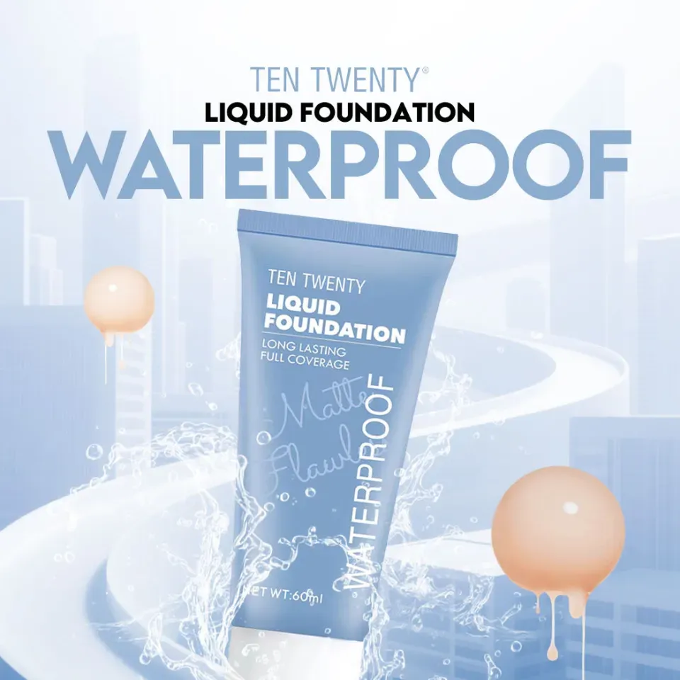 Ten Twenty Liquid Foundation Matte Flawless Waterproof 60ml ( Mocha )