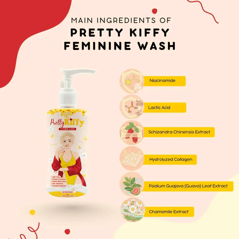 Pretty Jin Pretty Kiffy Feminine Wash PINKISH GLOW 100ml - pH Balanced &amp; Gentle-Cleansing