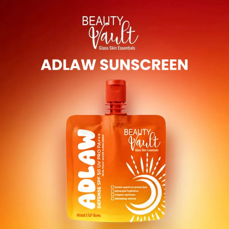 Beauty Vault ADLAW Defense SPF50 UV PRO PA+++ 50ml – Lightweight Broad‑Spectrum Sunscreen | Non‑Toxic Sheer Formula | Daily UVB/UVA Shield with Hydrating Comfort