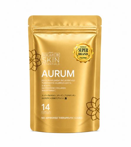 Hikari Skin Essentials AURUM ON-THE-GO POUCH - S-Acetyl Glutathione Antioxidant Complex with Sakura, White Tomato &amp; Ceramide – Skin Support Supplement – 14 Capsules