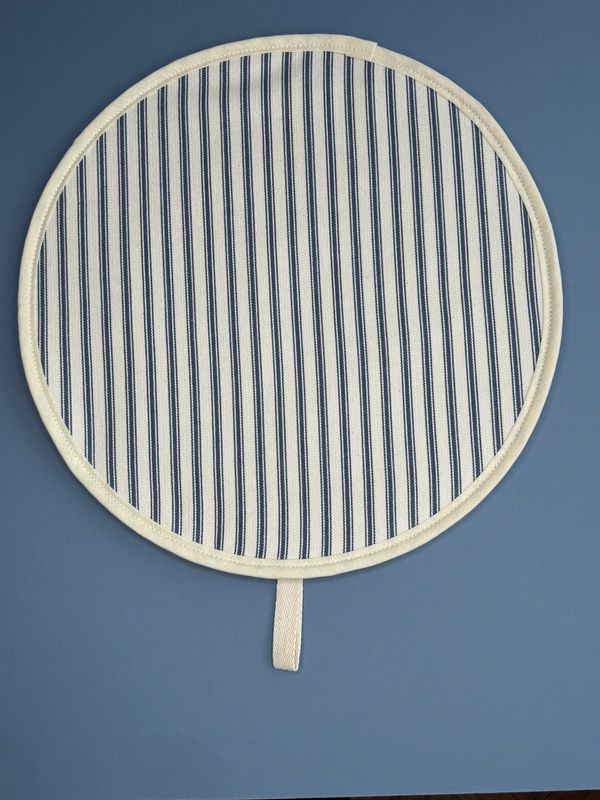 Aga - "Ticking - Blue" (cream binding)