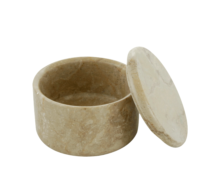 SMALL COVERED MARBLE BOWL in Fossil #165F