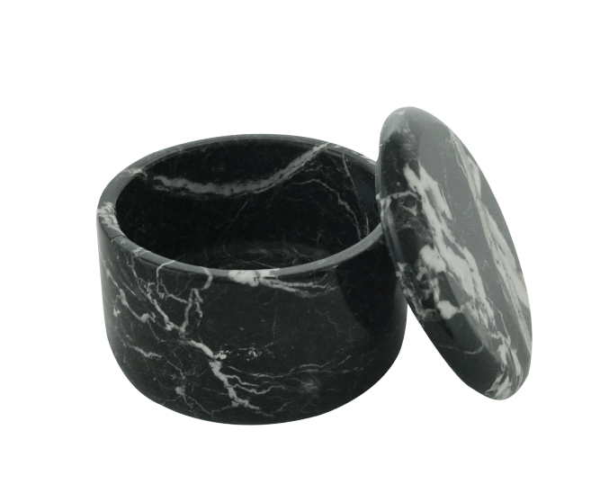 SMALL COVERED MARBLE BOWL in Black (Zebra)  #165MB