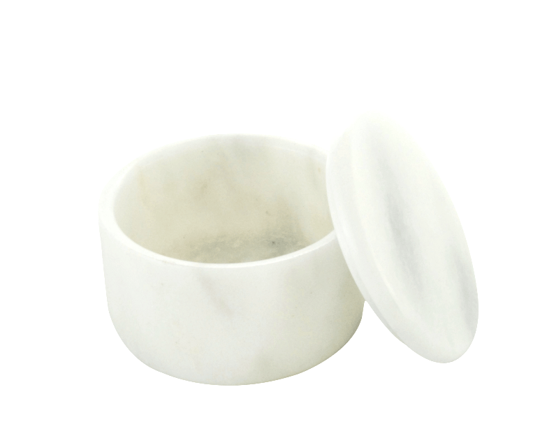 SMALL COVERED MARBLE BOWL in Opaque White #165WM