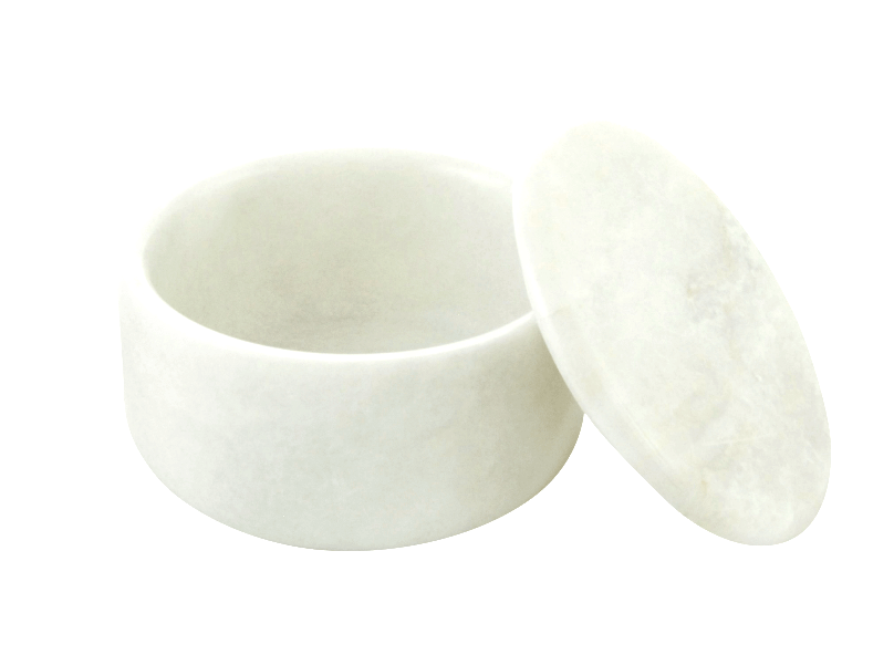LARGE COVERED MARBLE BOWL in Opaque White #182WM