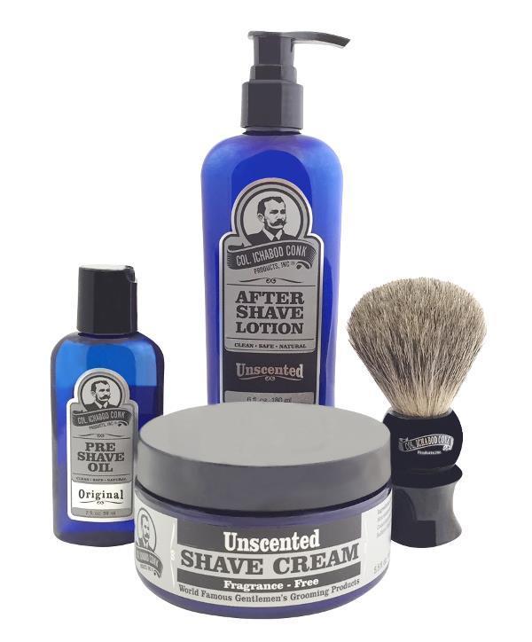 UNSCENTED 4PC SHAVE KIT with Cream &amp; Brush #4014