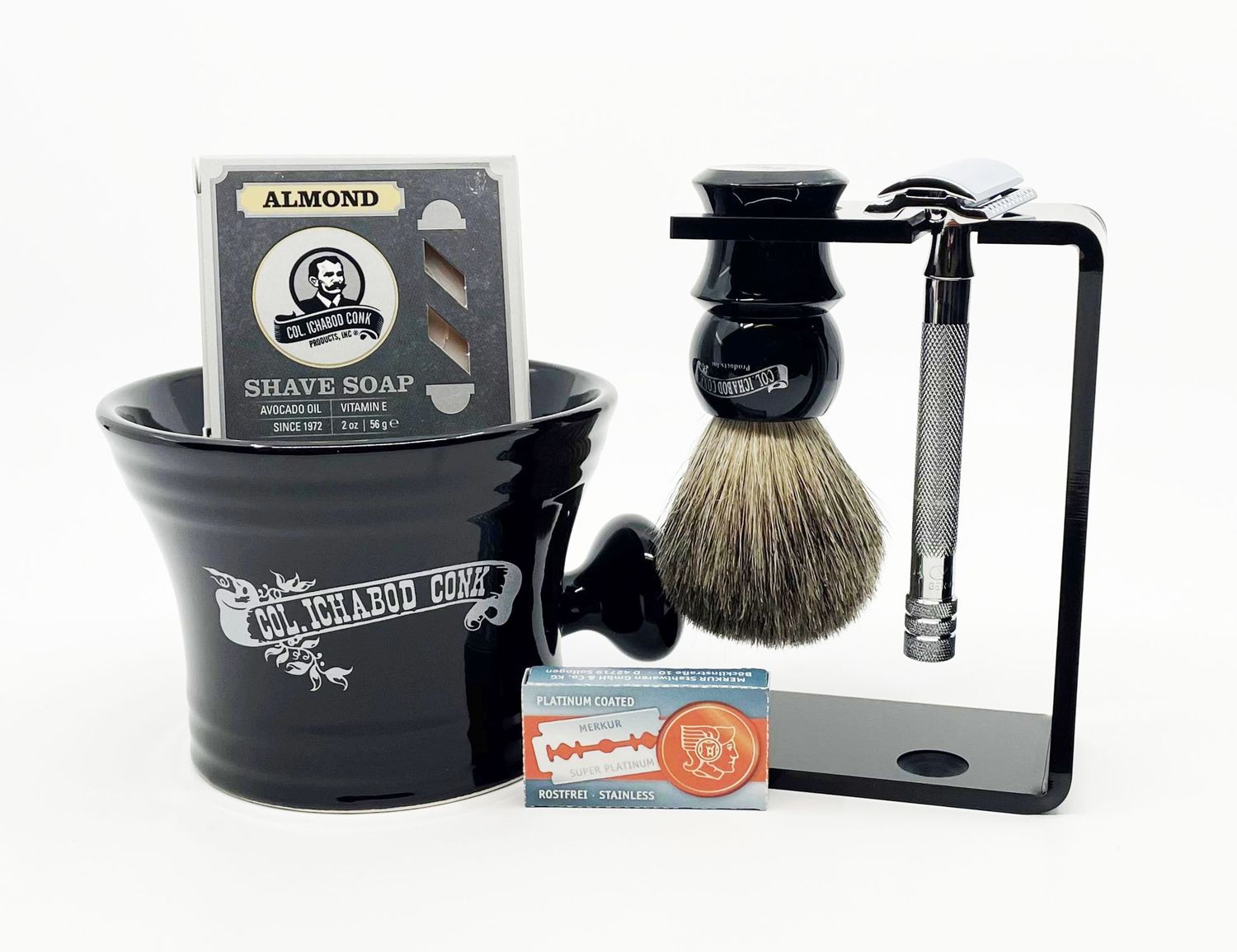 DE SHAVE SET 6PC. with Blk Multi Function Stand #296
