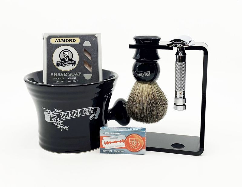 DE SHAVE SET 6PC. with Blk Multi Function Stand #297