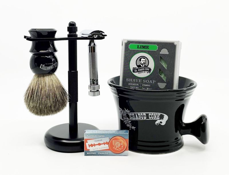 DE SHAVE SET 6PC. with HD Safety Razor #295