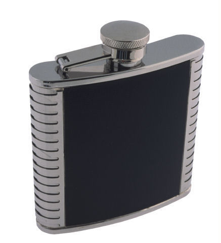 LEATHER TRIMMED 5 OZ. FLASK   #1205