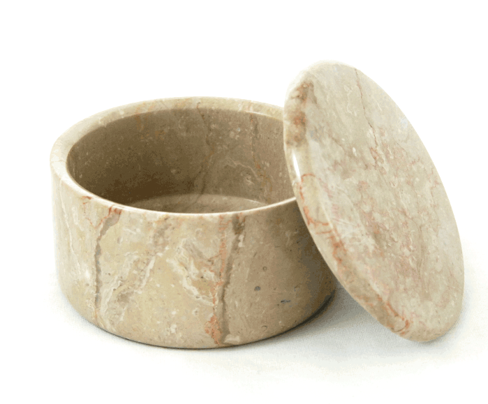 LARGE COVERED MARBLE BOWL  in Fossil #182F