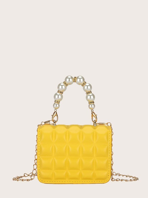 Living Luxe Faux Pearl Handle Satchel Bag