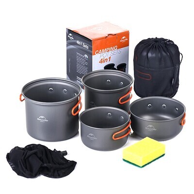 Naturehike Camping Cookware Mess Kit Camping Pot Sets 10pcs Portable for 2 - 3 person Aluminium alloy Outdoor Camping / Hiking Picnic BBQ 2 * Camping Pot 1 * Bamboo Shovel 3 * Bowl 1 * Soup Ladle 2
