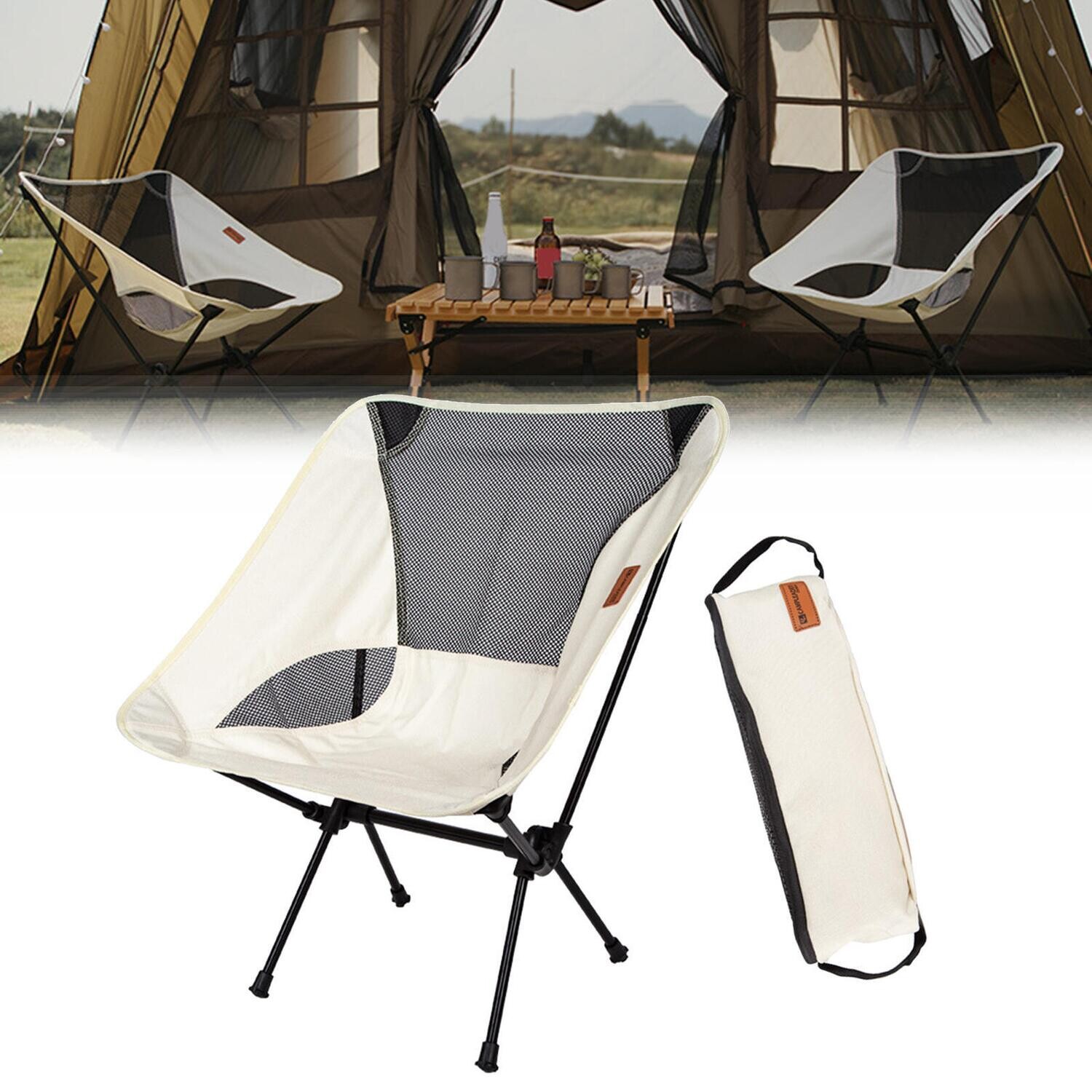 Folding Moon Chair Camping Stool Portable with Storage Bag