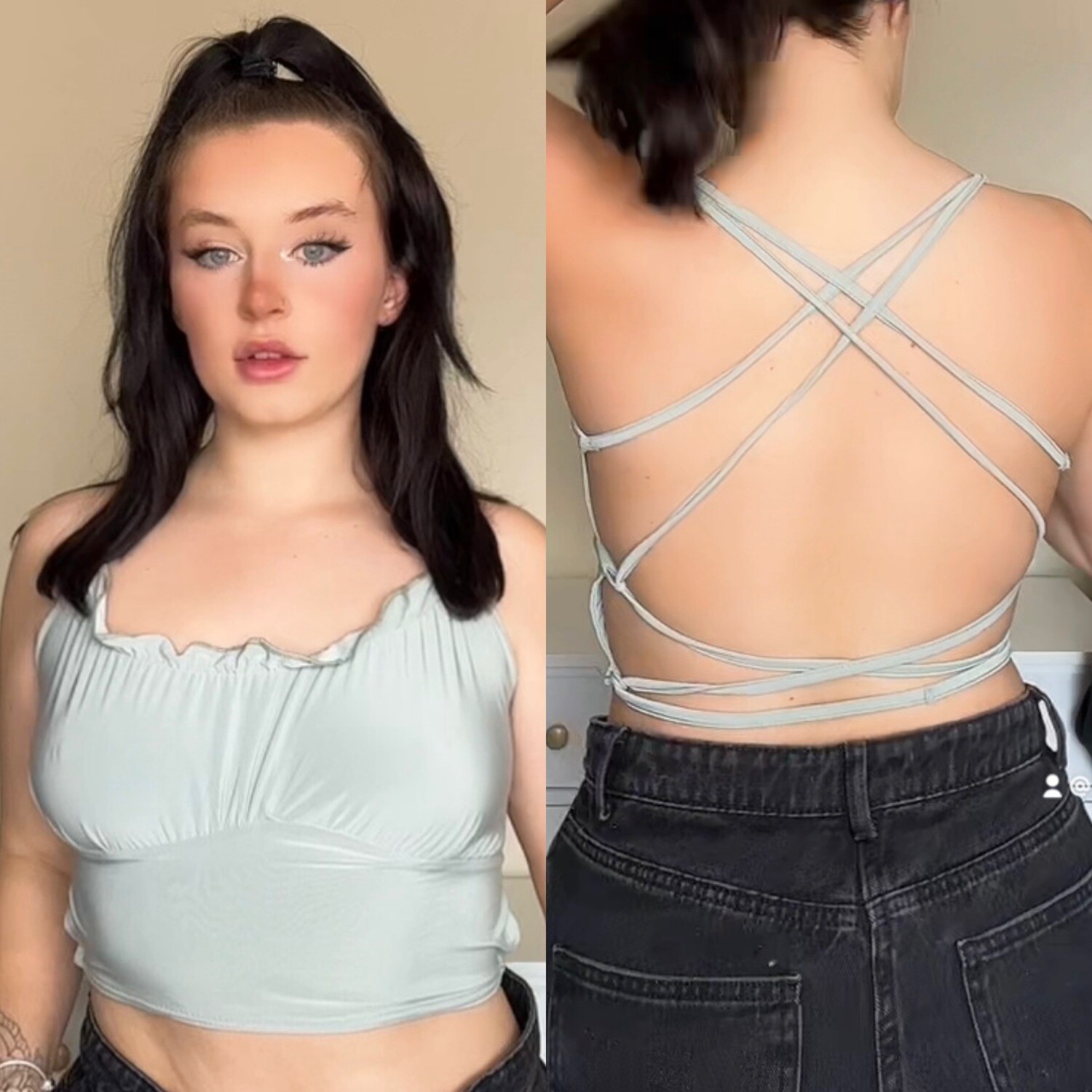 Sage Green Crossed Back Top