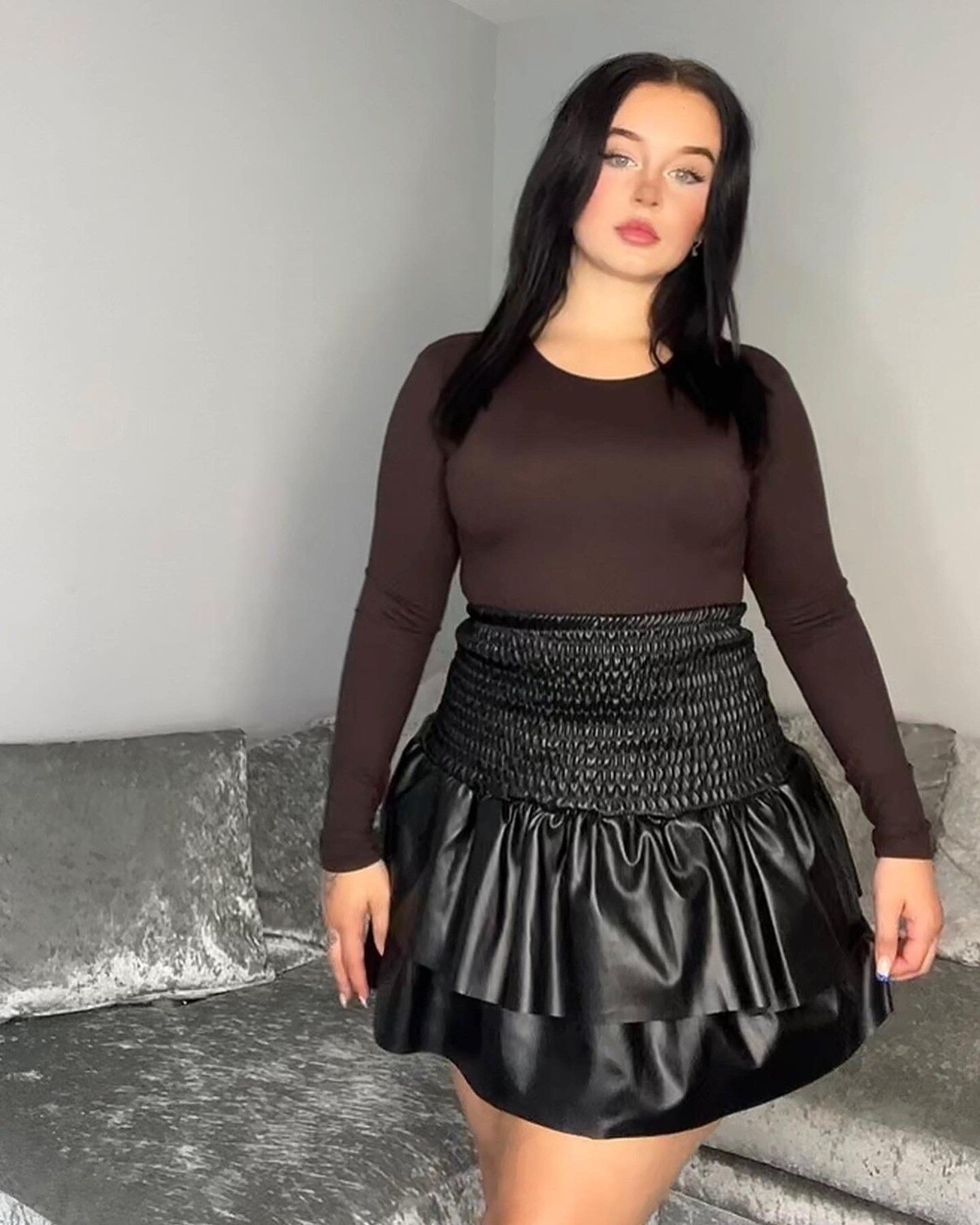 Black Leather Look Rara Skirt