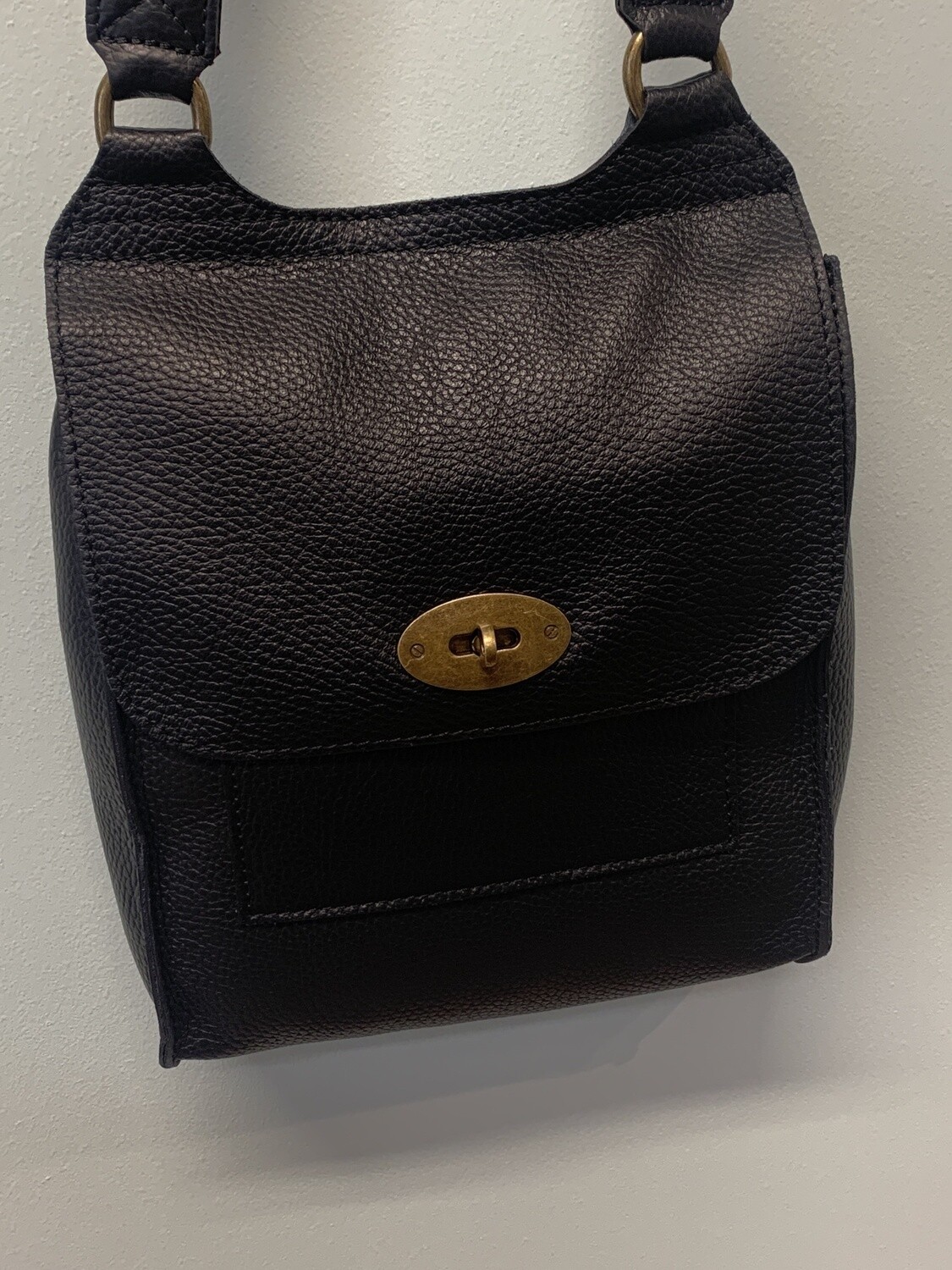 Black Leather Cross Body Handbag