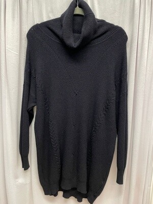 Black Cable Roll Neck Jumper