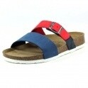 Leather Mule - Red/Navy