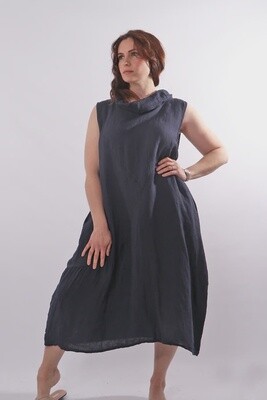 Linen Cowl Neck Dress