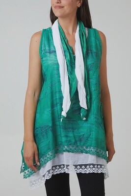 Double Layer Scarf Vest Top