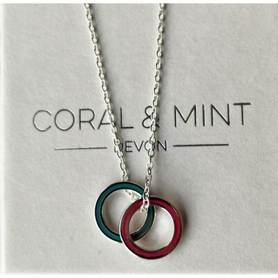 Coral & Mint Double Eternity Necklace - Pink/Jade