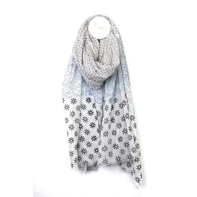 Blue & Taupe Print Scarf