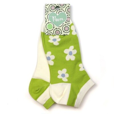 Trainer Socks - Lime Flowers