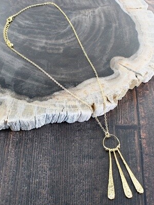 Teardrop & Ring Necklace - Gold Plate