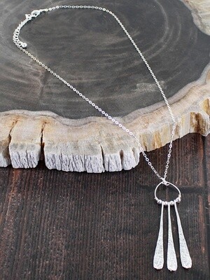 Teardrop & Ring Necklace - Silver Plate
