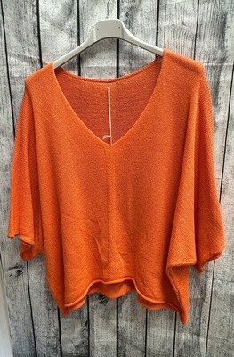 Fine Knit Seam Top - Orange