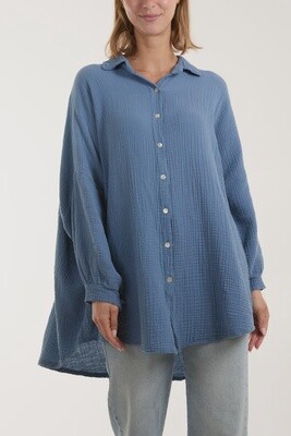 Cheesecloth Batwing Baggy Shirt