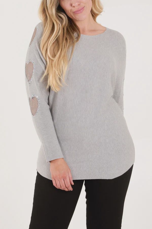 Jumper - Heart Embellished Sleeve, Size: S-M