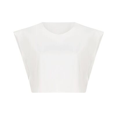 White Sleeveless Crop Shirt