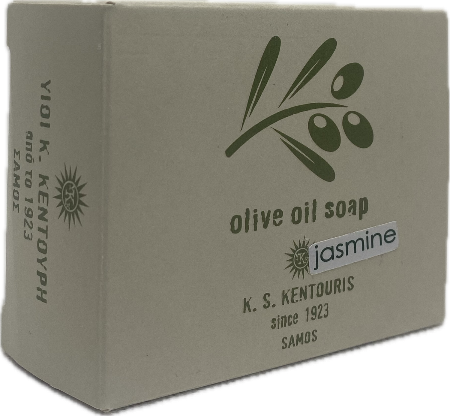 Traditionele groene olijfzeep Jasmijn van K.S. Kentouris Soap Factory Samos  100 gram