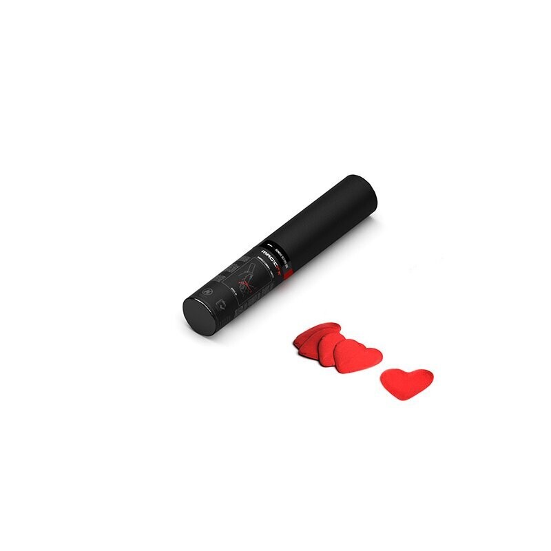 Handbetriebene Konfettikanone Herz Rot - 28cm