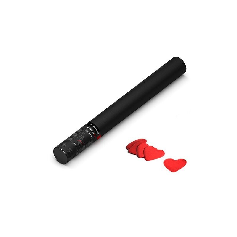 Handbetriebene Konfettikanone Herz Rot - 50cm