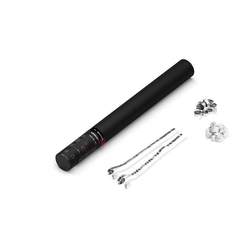 Handbetriebene Streamerkanone Silber Metallic-Weiss - 50cm
