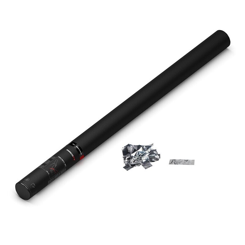 Handbetriebene Konfettikanone Silber Metallic - 80cm