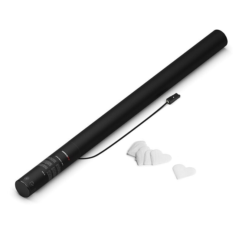 Elektrische Konfettikanone Herz Weiss - 80cm