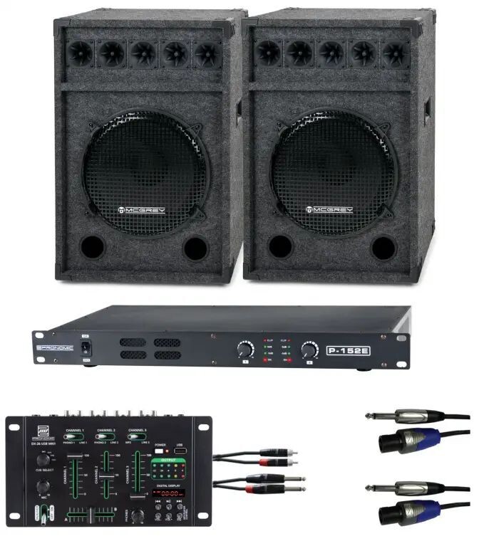 Pronomic DJ-Party Set II Komplettset 2x Festival 15 Box, 1x Mixer, Endstufe,  Kabel